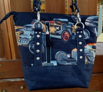 Back view of the classic cars Classic Carryall Handbag & Tote - Andrie Designs