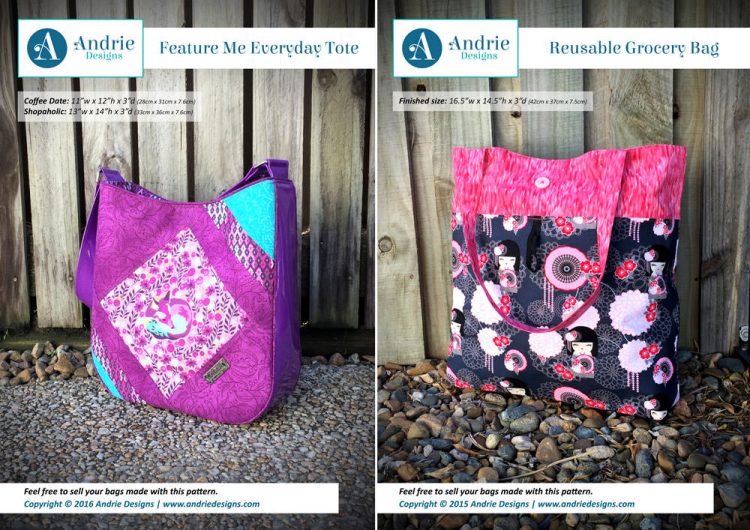 Feature Me Everyday Tote & Reusable Grocery Bag Pattern Set - Andrie Designs