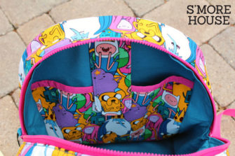 Inside of the Adventure Time fabric Adventure Time Backpack - Andrie Designs