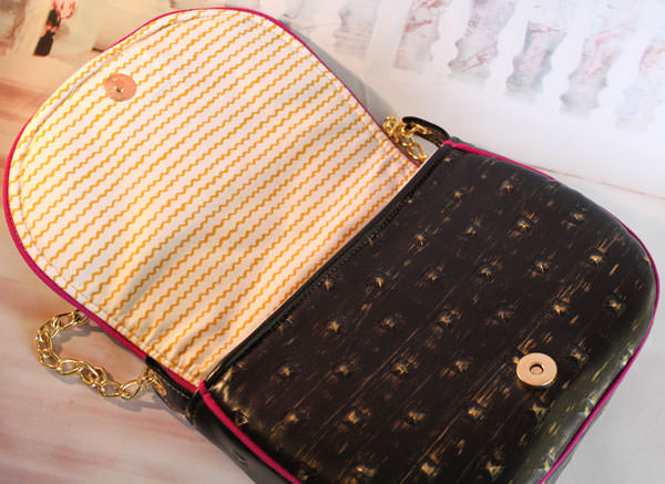 Inside the gothic and gold Peekaboo Purse - Andrie Designs