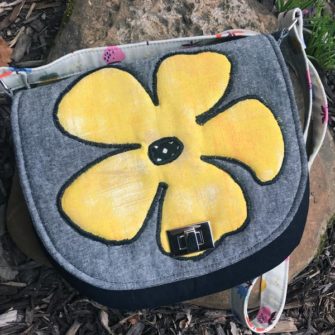 Summery 'flower' motif for this That Flap Saddlebag - Andrie Designs