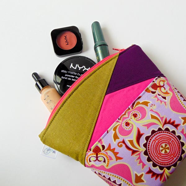 Make up Bag - Zip Top Stand Up Clutch - Andrie Designs